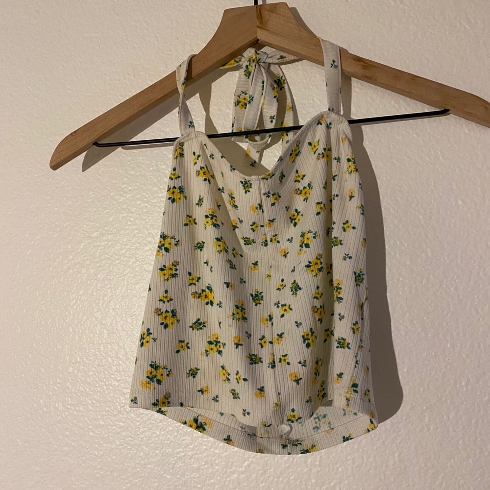 white floral halter top